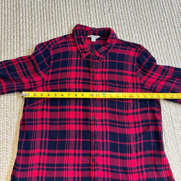 Lucky Brand Women’s Plaid Button Up Shirt Large Red Black Rayon Long Sleeve - Picture 9 of 11